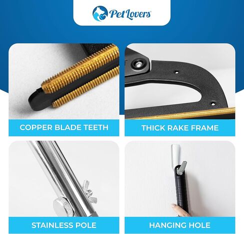 PetLovers EzLint Mega 52" Carpet Rake & Pet Hair Removal Tool – Dog & Cat Hair Remover Broom with Adjustable Handle & Extra Wide Head for Carpets, Rugs & Stairs (Black) in Kuwait