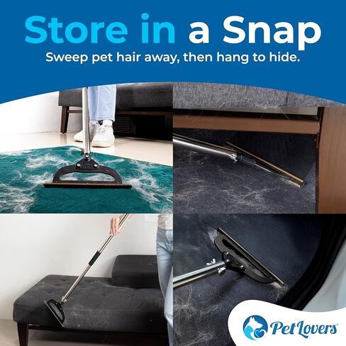 PetLovers EzLint Mega 52" Carpet Rake & Pet Hair Removal Tool – Dog & Cat Hair Remover Broom with Adjustable Handle & Extra Wide Head for Carpets, Rugs & Stairs (Black) in Kuwait