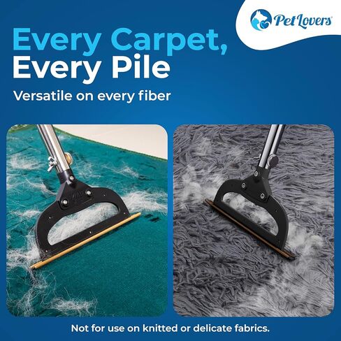 PetLovers EzLint Mega 52" Carpet Rake & Pet Hair Removal Tool – Dog & Cat Hair Remover Broom with Adjustable Handle & Extra Wide Head for Carpets, Rugs & Stairs (Black) in Kuwait