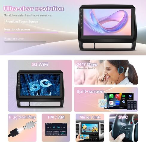 Car Radio for Toyota Tacoma 2005-2015 Built-in carplay Android Anto,9 inch Android 12 Car Stereo Head Unit 2G RAM 32GROM with DSP WiFi GPS Navigation Bluetooth Steering Wheel Control in Saudi Arabia