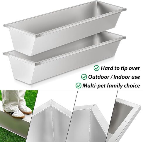 Geelin 2 Pcs 11 Gallon Large Capacity Livestock Water Trough 39 Long Livestock Feeding Trough for Pig Calves Sheep Horses Alpacas and Goats Farm Animal Feeding (Stainless Steel) in Kuwait