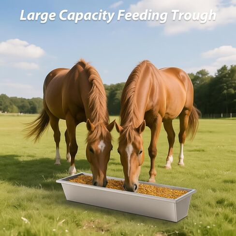 Geelin 2 Pcs 11 Gallon Large Capacity Livestock Water Trough 39 Long Livestock Feeding Trough for Pig Calves Sheep Horses Alpacas and Goats Farm Animal Feeding (Stainless Steel) in Kuwait