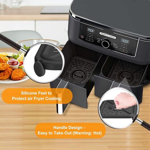 GWYXC Air Fryer Grill Pan for Ninja Foodi DZ401 DZ550 DualZone Air Fryers, Replacement Air Fryer Crisper Plate Grill Plate Tray Accessories with Rubber Bumpers, Dishwasher Safe in Saudi Arabia