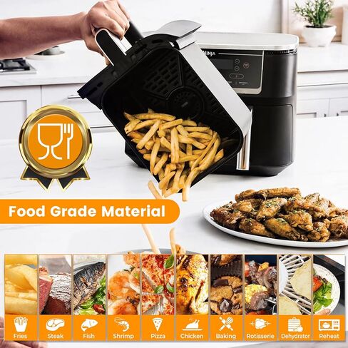 GWYXC Air Fryer Grill Pan for Ninja Foodi DZ401 DZ550 DualZone Air Fryers, Replacement Air Fryer Crisper Plate Grill Plate Tray Accessories with Rubber Bumpers, Dishwasher Safe in Saudi Arabia