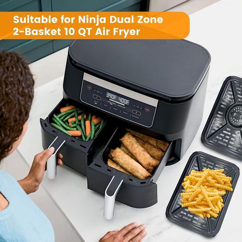 GWYXC Air Fryer Grill Pan for Ninja Foodi DZ401 DZ550 DualZone Air Fryers, Replacement Air Fryer Crisper Plate Grill Plate Tray Accessories with Rubber Bumpers, Dishwasher Safe in Saudi Arabia