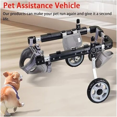 Adjustable Dog Rehabilitation Cart Pet Assistant Device, 2 Wheels Wheelchair Stroller for Doggy Cat Back Legs, Disabled Dog Mobility Assisted Car(Medium) in Saudi Arabia