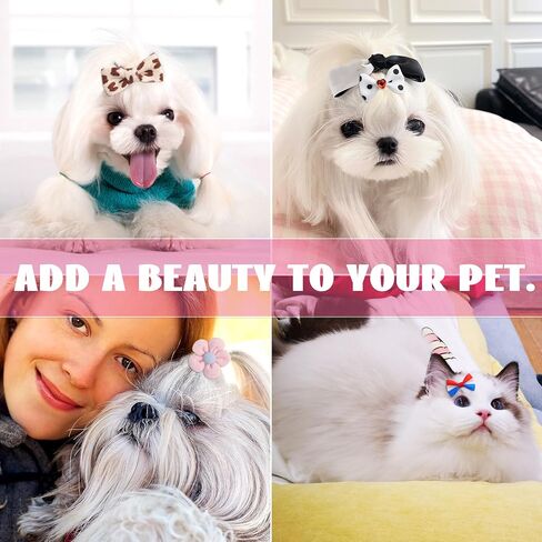 10Pcs Dog Hair Bows with Rubber Band Rhinestone Puppy Dog Small Bowknot Hair Bows for Pet Grooming Accessories in Saudi Arabia