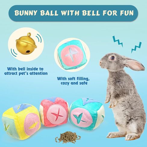 Large Rabbit Foraging Toy with Bell, Washable Snuffle Ball for Rabbits Toys Interactive Puzzle Bunny Toy Treat Dispenser Encourage Natural Foraging Skills Slow Feeder for Small Animals - Pink in Kuwait