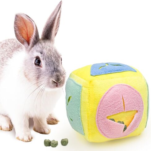 Large Rabbit Foraging Toy with Bell, Washable Snuffle Ball for Rabbits Toys Interactive Puzzle Bunny Toy Treat Dispenser Encourage Natural Foraging Skills Slow Feeder for Small Animals - Pink in Kuwait