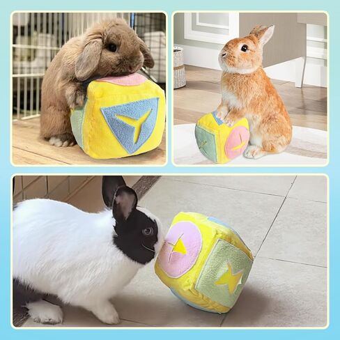 Large Rabbit Foraging Toy with Bell, Washable Snuffle Ball for Rabbits Toys Interactive Puzzle Bunny Toy Treat Dispenser Encourage Natural Foraging Skills Slow Feeder for Small Animals - Pink in Kuwait