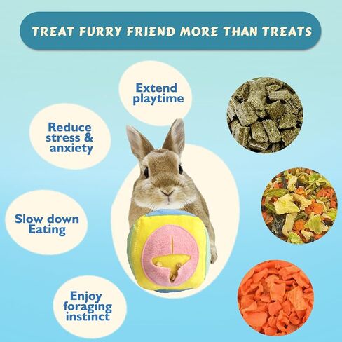 Large Rabbit Foraging Toy with Bell, Washable Snuffle Ball for Rabbits Toys Interactive Puzzle Bunny Toy Treat Dispenser Encourage Natural Foraging Skills Slow Feeder for Small Animals - Pink in Kuwait