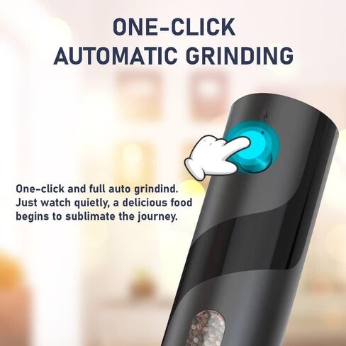 Electric Salt and Pepper Grinder Set, 2-Pack with Charging Base, LED Light, USB Rechargeable, Matte Black. in Saudi Arabia