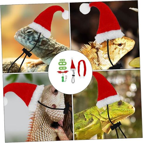 Bearded Dragon Leash with Hat and Scarf Outdoor Reptile Harness for Lizards Geckos and Small Pets Unique Christmas Costume Accessory for Walking and Holiday Parties in Saudi Arabia
