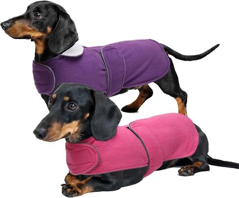 Geyecete 2 حزمة معطف Dachshund دافئ حراري مبطن ملابس Dachshund، معطف شتوي للكلاب مع بطانة صوف دافئة، ملابس للكلاب في الهواء الطلق-S-أحمر/أزرق in Saudi Arabia