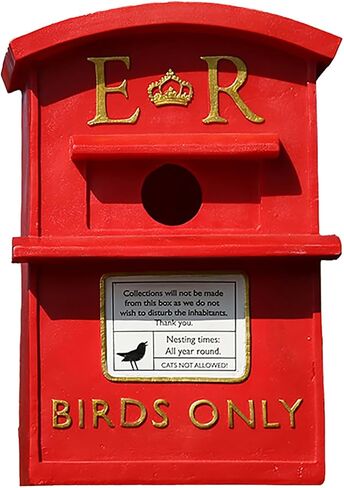 Vintage British Style Red Post Box Bird Feeder, Decorative Royal Mail ER Design for Garden, Tree Mount in Saudi Arabia