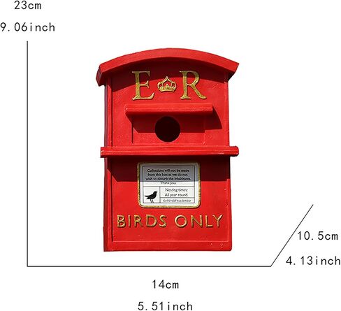 Vintage British Style Red Post Box Bird Feeder, Decorative Royal Mail ER Design for Garden, Tree Mount in Saudi Arabia