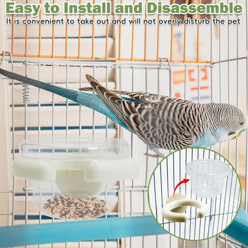 PINVNBY 4 PCS Birds Cage Feeders with Clamp, Transparency Feeding Dish Cups Easy to Install Bird Bowls Small-Sized Detachable Parakeet Feeder for Finches Lovebirds（Green） in Saudi Arabia