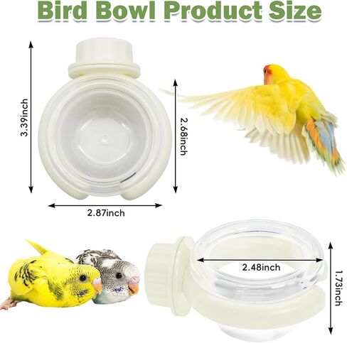 PINVNBY 4 PCS Birds Cage Feeders with Clamp, Transparency Feeding Dish Cups Easy to Install Bird Bowls Small-Sized Detachable Parakeet Feeder for Finches Lovebirds（Green） in Saudi Arabia