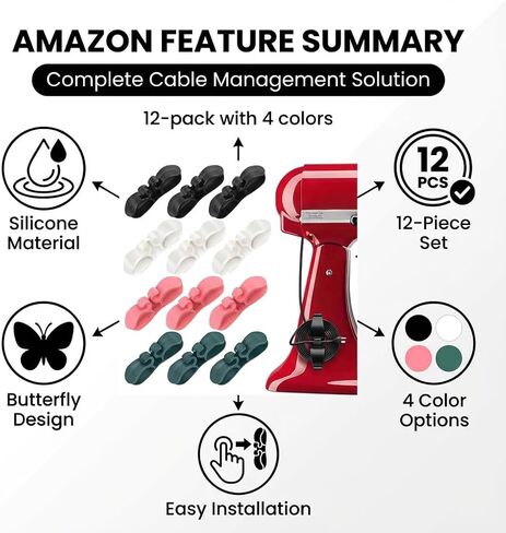 12 Pack Cord Organizer for Kitchen Appliances - Space-Saving Cable Holder for Mixer, Coffee Maker, Pressure Cooker (Upgraded Design) in Saudi Arabia