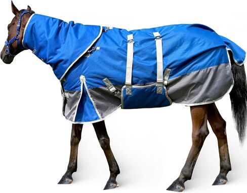 الشتاء الحصان بطانية الحصان الإقبال بطانية مقاوم للماء 1200D 260 جرام شغل متوسطة الوزن بطانية الحصان مع غطاء الرقبة للانفصال in Kuwait
