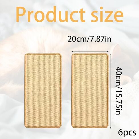 6 Pcs Cat Scratcher Mat, Sisal Cat Scratching Pad Scratch Mat for Cat with Adhesive Loop Tape Cat Scratch Pad Rug for Protect Wall Couch Carpet Window Perch (15.7x7.8 Inch) in Kuwait