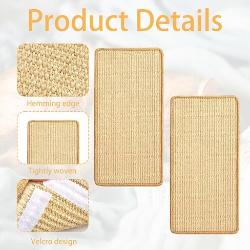 6 Pcs Cat Scratcher Mat, Sisal Cat Scratching Pad Scratch Mat for Cat with Adhesive Loop Tape Cat Scratch Pad Rug for Protect Wall Couch Carpet Window Perch (15.7x7.8 Inch) in Kuwait