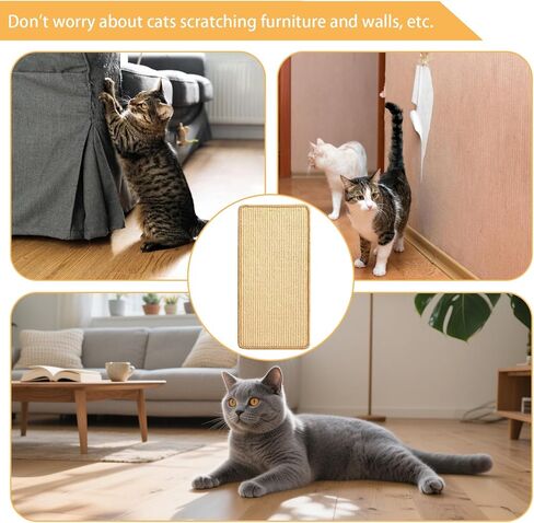 6 Pcs Cat Scratcher Mat, Sisal Cat Scratching Pad Scratch Mat for Cat with Adhesive Loop Tape Cat Scratch Pad Rug for Protect Wall Couch Carpet Window Perch (15.7x7.8 Inch) in Kuwait