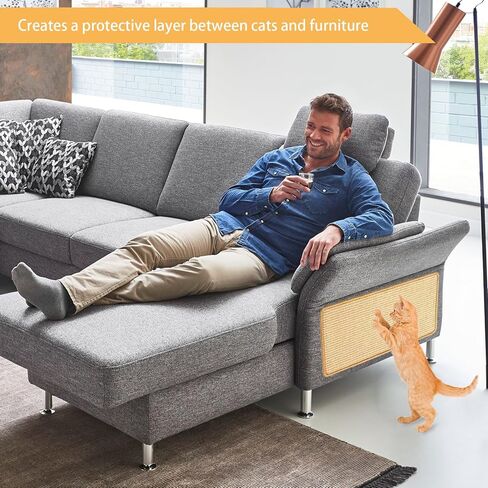 6 Pcs Cat Scratcher Mat, Sisal Cat Scratching Pad Scratch Mat for Cat with Adhesive Loop Tape Cat Scratch Pad Rug for Protect Wall Couch Carpet Window Perch (15.7x7.8 Inch) in Kuwait