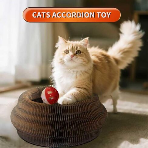 Cat Scratching Board, Magic Organ Thickened Cat Toy, Scratch-Resistant and Abrasion-Resistant, Kitty curlz Foldable Accordion Cats Toy (1 Pcs) in Saudi Arabia
