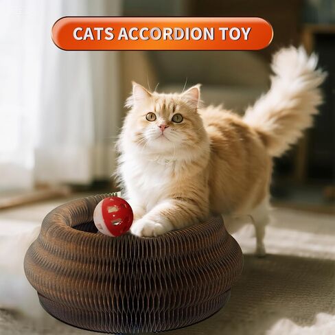 Cat Scratching Board, Magic Organ Thickened Cat Toy, Scratch-Resistant and Abrasion-Resistant, Kitty curlz Foldable Accordion Cats Toy (1 Pcs) in Saudi Arabia