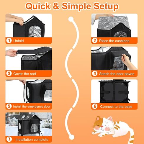 Outdoor Cat House, Weatherproof Insulated Feral Cat Houses for Outdoor Cats, Safe Escape Door, Cat House for Outside, Out Door Stray Cat Shelter with Elevated Base, Cat Houses & Condos(Small) in Saudi Arabia