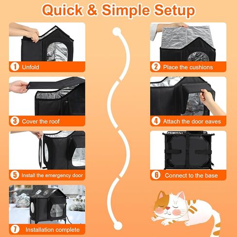 Outdoor Cat House, Weatherproof Insulated Feral Cat Houses for Outdoor Cats, Safe Escape Door, Cat House for Outside, Out Door Stray Cat Shelter with Elevated Base, Cat Houses & Condos(Small) in Kuwait