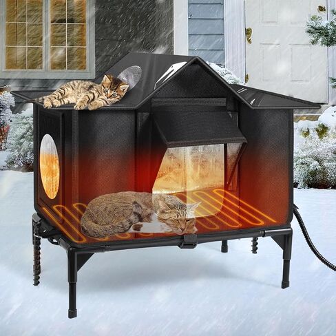 Outdoor Cat House Weatherproof, Heated Cat House, Insulated Cat House(M) in Saudi Arabia