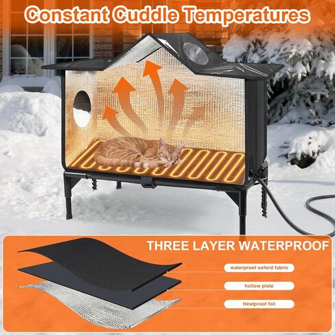 Outdoor Cat House Weatherproof, Heated Cat House, Insulated Cat House(M) in Saudi Arabia