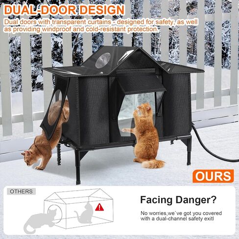 Outdoor Cat House Weatherproof, Heated Cat House, Insulated Cat House(M) in Saudi Arabia