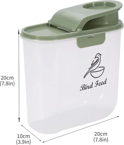 Bird Seed Storage Container, 2.1 Qt/2 L, Airtight, Flip Lid & Pour Spout, Bird Food Container with Scale for Sunflower Seeds, Portable Travel Kibble Storage Dispenser for Small Animal, Green in Kuwait