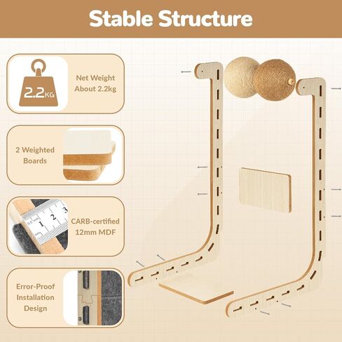 وسادة خدش للقطط من اللباد للقطط مع كرات السيزال، لوح خدش للقطط، لوح خدش كبير للقطط للبالغين في الأماكن المغلقة، حامي الأثاث للخدش، لعبة على شكل L، 28.4 بوصة، رمادي in Kuwait