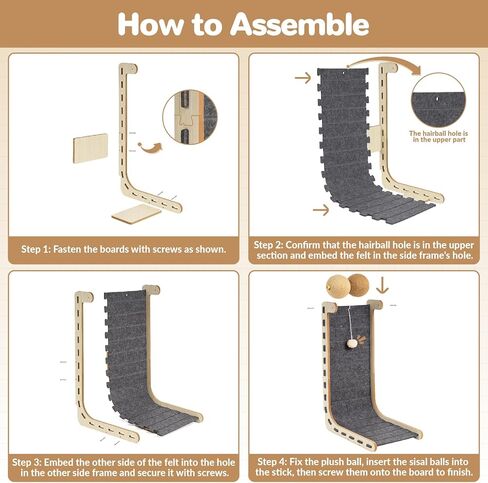 وسادة خدش للقطط من اللباد للقطط مع كرات السيزال، لوح خدش للقطط، لوح خدش كبير للقطط للبالغين في الأماكن المغلقة، حامي الأثاث للخدش، لعبة على شكل L، 28.4 بوصة، رمادي in Kuwait