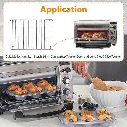 ملحقات فرن محمصة على سطح المنضدة لفرن هاملتون بيتش الحراري، 12.6×9 بوصة من الفولاذ المقاوم للصدأ بدرجة الطعام ملحقات فرن محمصة سلكية، آمنة للاستخدام في غسالة الأطباق in Kuwait