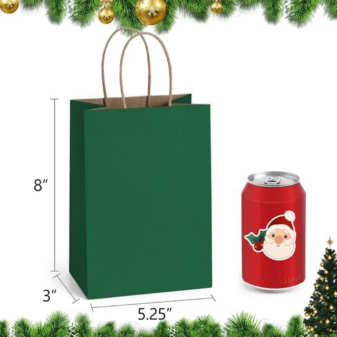 BagDream 100 قطعة 5.25 × 3.25 × 8 بوصة أكياس هدايا أكياس ورقية صغيرة مع مقابض كبيرة من ورق الكرافت البني للتسوق وحفلات الزفاف وأعياد الميلاد حقائب هدايا للحرف اليدوية in Kuwait