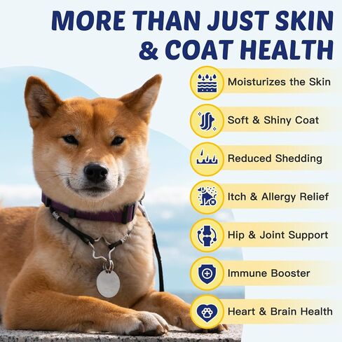 ZEBORA Salmon Oil for Dogs, Omega 3 Fish Oil for Dogs Skin and Coat with EPA & DHA, Zinc, Biotin, Quercetin, Vitamin C & E for Dog Allergy Relief, Hot Spot Treatment, Control Dog Shedding, 180 Chews in Kuwait