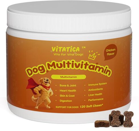 Multivitamin for Dogs - All-in-One Daily Supplement | Supports Joint, Heart, Skin, Digestion, Immune System & Liver Health (120 Chews Chicken) in Saudi Arabia