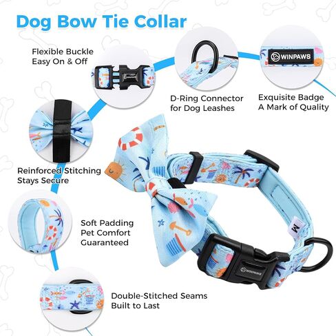 Dog Harness and Leash Collar Set with Dog Poop Bag Holder and Bandanas, Escape Proof Adjustable Puppy Cat Vest with Soft Mesh Padded, Pet Supplies for Small Medium Large Dogs Kitten(Blue Beach, M) in Kuwait
