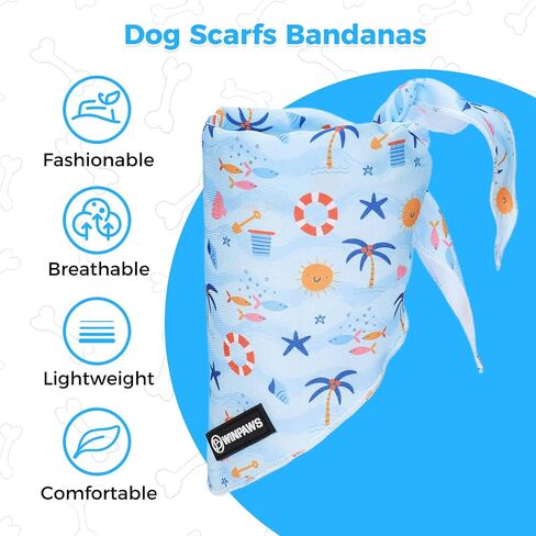 Dog Harness and Leash Collar Set with Dog Poop Bag Holder and Bandanas, Escape Proof Adjustable Puppy Cat Vest with Soft Mesh Padded, Pet Supplies for Small Medium Large Dogs Kitten(Blue Beach, M) in Kuwait