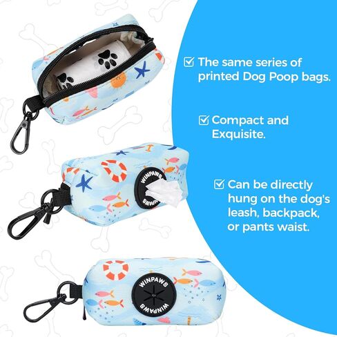 Dog Harness and Leash Collar Set with Dog Poop Bag Holder and Bandanas, Escape Proof Adjustable Puppy Cat Vest with Soft Mesh Padded, Pet Supplies for Small Medium Large Dogs Kitten(Blue Beach, M) in Kuwait