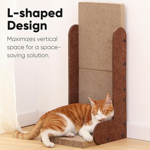 FUKUMARU Cat Scratcher، 26.8 بوصة L على شكل لوحة خدش للقطط، لوح خدش للقطط من الورق المقوى الحديث للقطط الداخلية، عمود خدش عمودي من اللباد، واقي الأثاث (رمادي) in Saudi Arabia