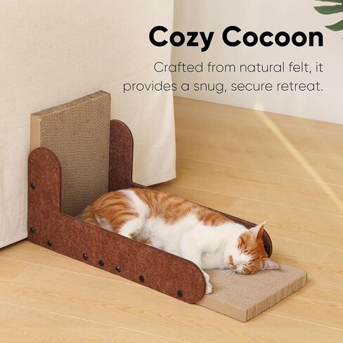 FUKUMARU Cat Scratcher، 26.8 بوصة L على شكل لوحة خدش للقطط، لوح خدش للقطط من الورق المقوى الحديث للقطط الداخلية، عمود خدش عمودي من اللباد، واقي الأثاث (رمادي) in Saudi Arabia