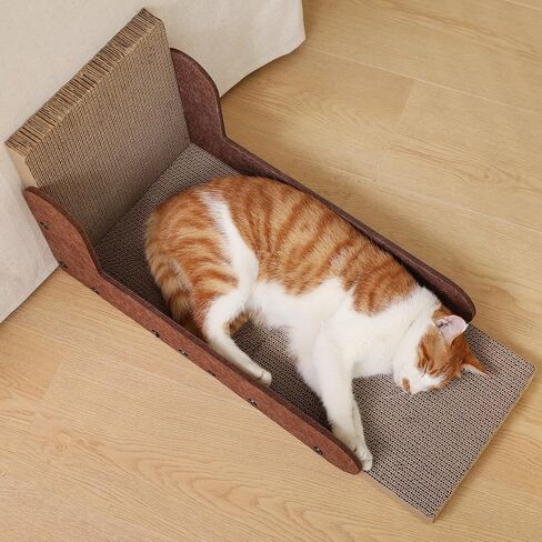 FUKUMARU Cat Scratcher، 26.8 بوصة L على شكل لوحة خدش للقطط، لوح خدش للقطط من الورق المقوى الحديث للقطط الداخلية، عمود خدش عمودي من اللباد، واقي الأثاث (رمادي) in Saudi Arabia