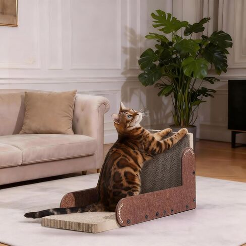 FUKUMARU Cat Scratcher، 26.8 بوصة L على شكل لوحة خدش للقطط، لوح خدش للقطط من الورق المقوى الحديث للقطط الداخلية، عمود خدش عمودي من اللباد، واقي الأثاث (رمادي) in Saudi Arabia