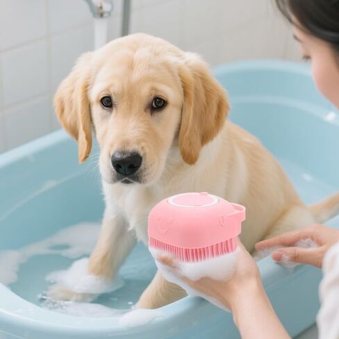 yellow，Pet grooming dog bath Brush, Gentle Massage bath grooming brush in Saudi Arabia